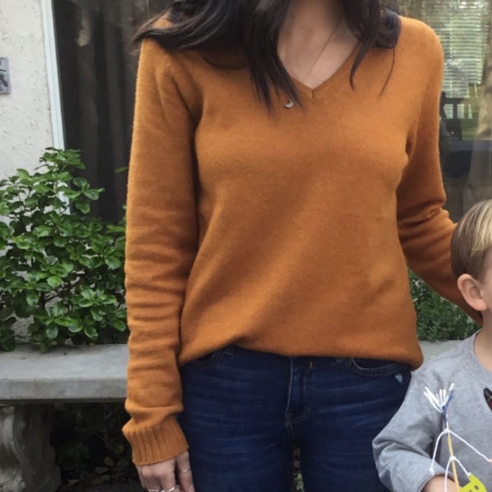 VILA v neck sweater fall autumn orange mustard XS